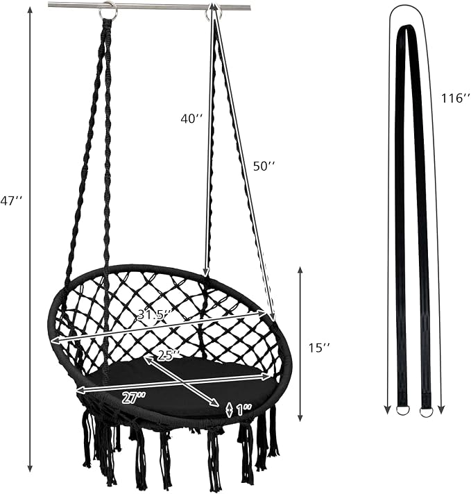 Giantex Hammock Chair Macrame Swing - Image 9