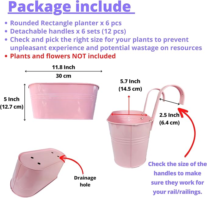 LaLaGreen Rail Planter Outdoor Plants Colorful Metal Iron Strawberry Hanging - Image 2