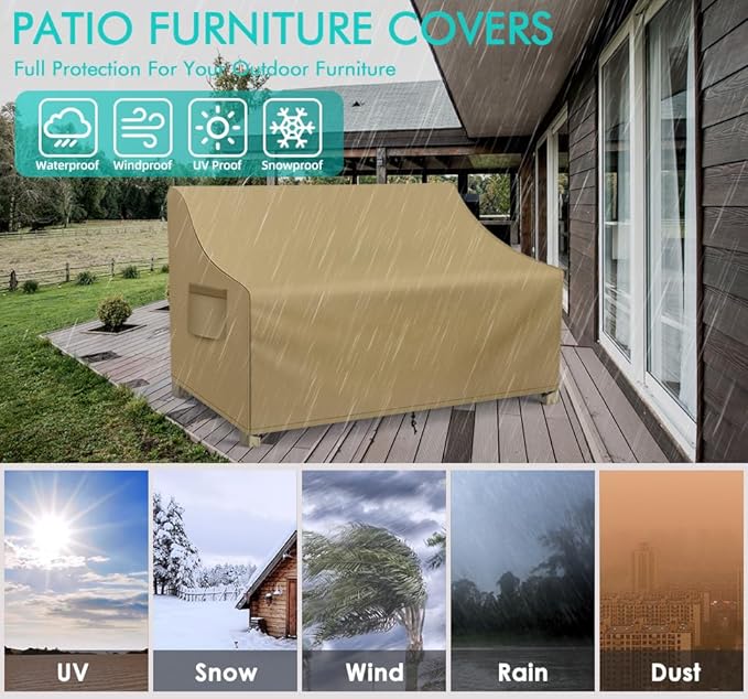 WLEAFJ Patio Sofa Cover Waterproof, Outdoor Loveseat Cover, Heavy Duty Deep - Image 5
