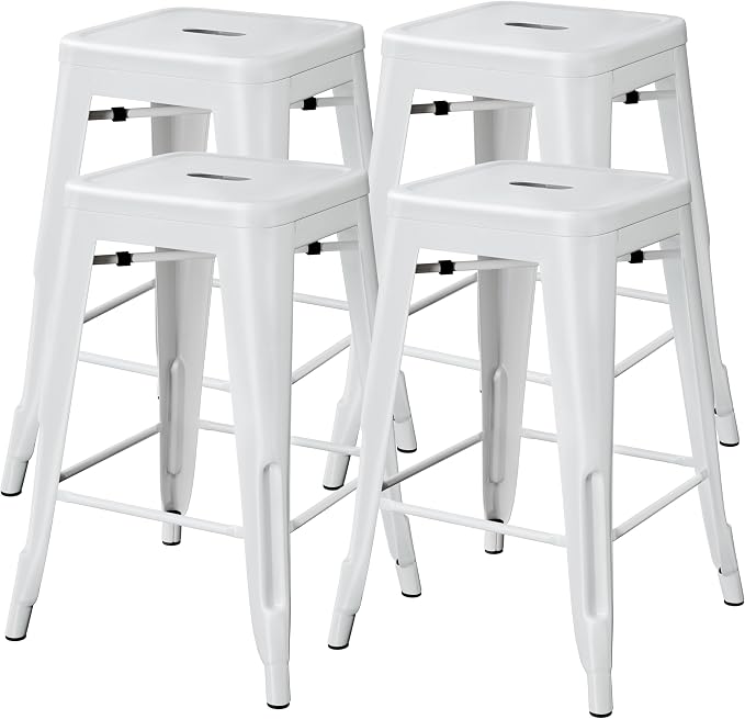 Yaheetech 24 Inch Metal Barstools Set of 4, Counter Height Backless Stools by Yaheetech