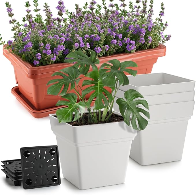 6-Pack 17" + 7" Window Box Planters & Square Pots by RooTrimmer