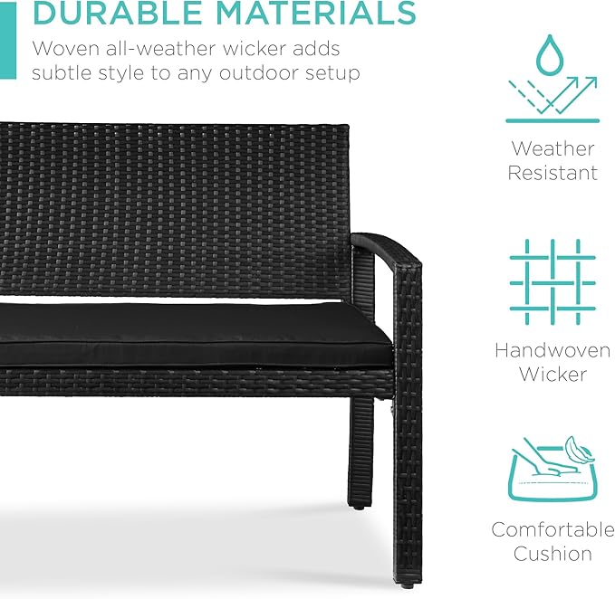 Best Choice Products Outdoor Bench 2-Person Wicker Garden Patio Benches Seating - Image 5