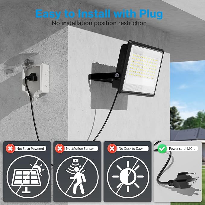 Olafus 2 Pack 130W LED Flood Light Outdoor, 13000lm LED Work Light - Image 2