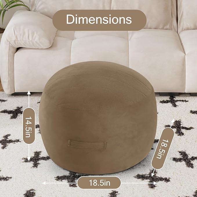 MeMoreCool Round Stuffed Pouf Ottoman Foot Rest, Floor Pouf Foot Stool - Image 2