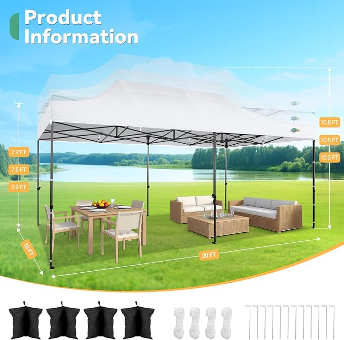 COBIZI 10x20 Heavy Duty Pop Up Canopy Tent - Image 2