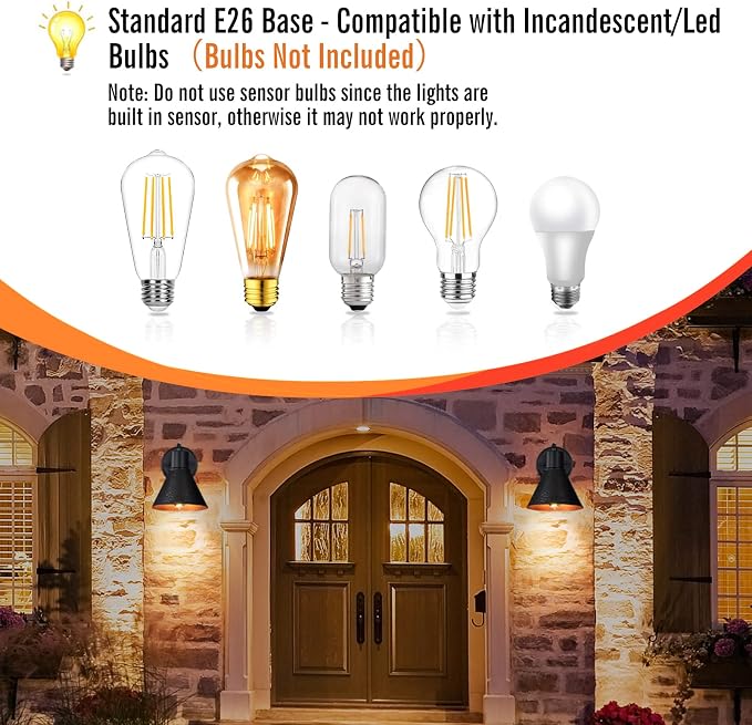 2 Pack Dusk to Dawn Outdoor Wall Sconces, Exterior Farmhouse Barn Light - Image 3