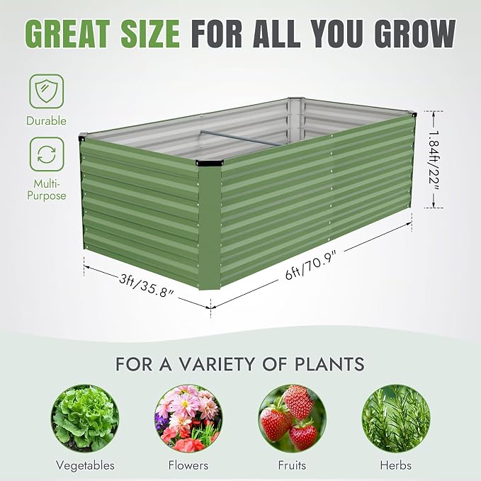 INNO STAGE 6x3x2ft Galvanized Raised Garden Bed, Raised Garden Bed Kit-Metal - Image 5