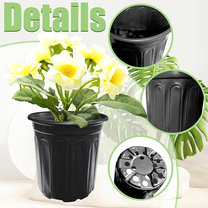 60 Pack 1 Gallon Nursery Plant Pots, Thickened Flexible Plastic Seedling Pot - Image 3