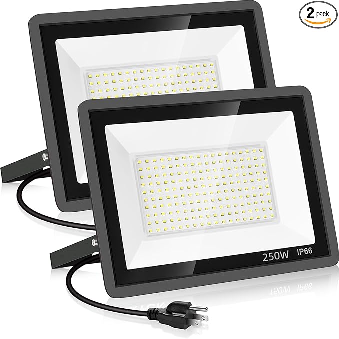 2 Pack 250W Led Flood Lights Outdoor, Super Bright 37000LM Security Lights by YANYCN