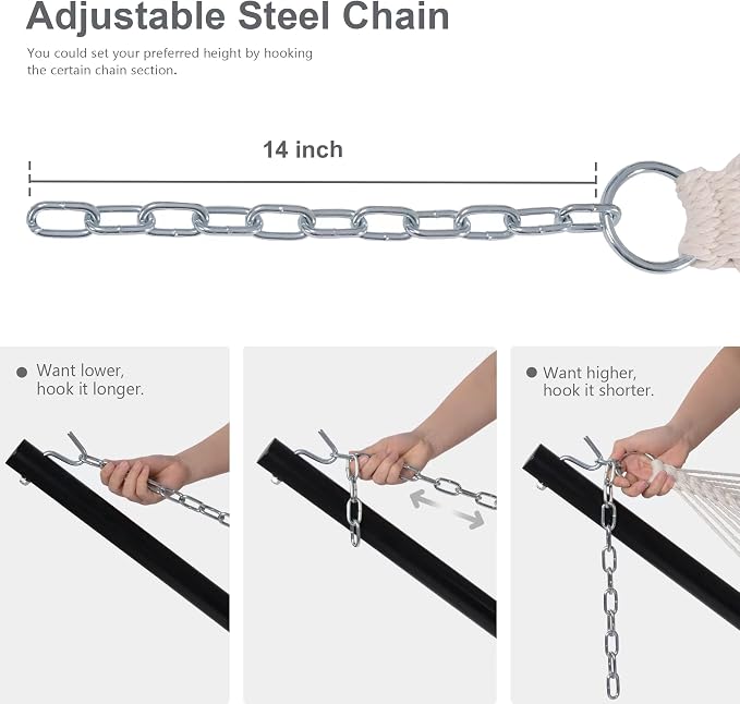 Double Hammock with Stand Included, Portable Hammock with Curved Spreader Bar - Image 8