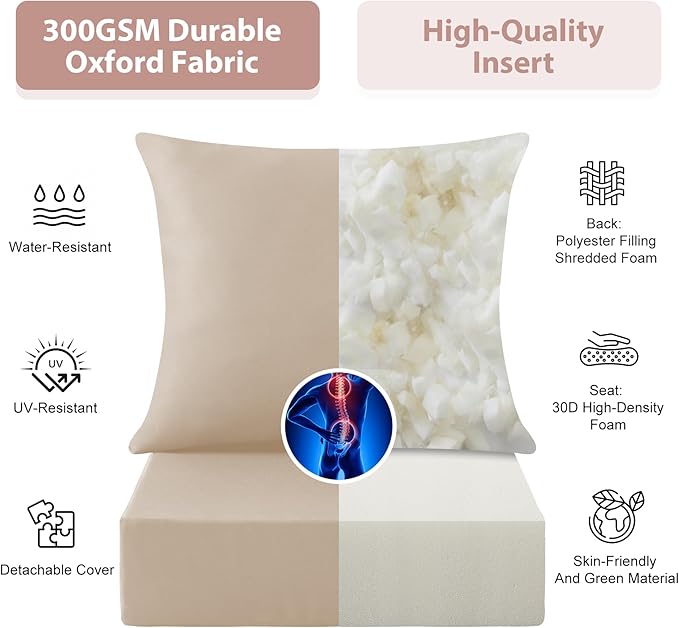 Outdoor Deep Seat Cushion Set, 24x24 Inch Water-Resistant & Fade-Resistant - Image 4