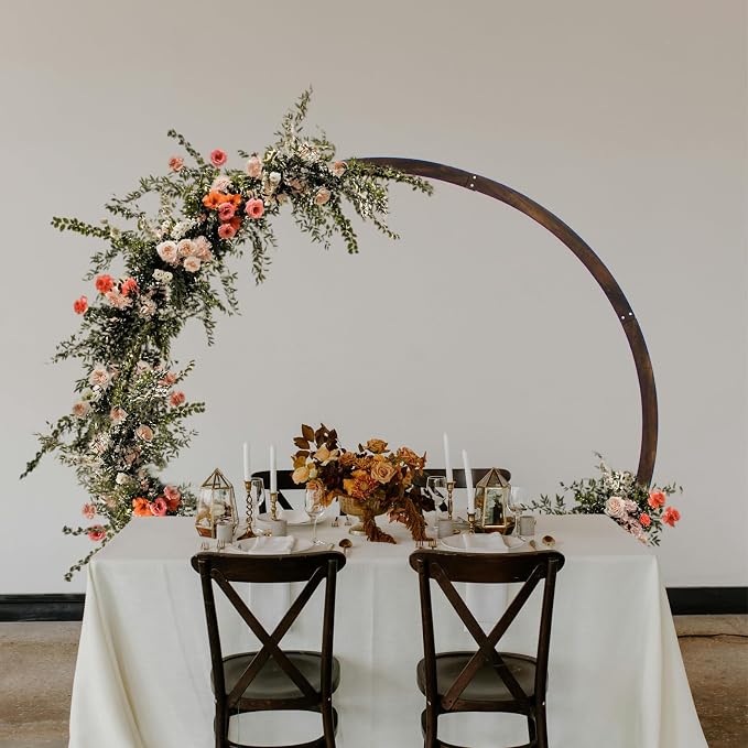 7.5FT Circle Wood Arch for Wedding Ceremony Arbor Backdrop Stand for Garden - Image 2