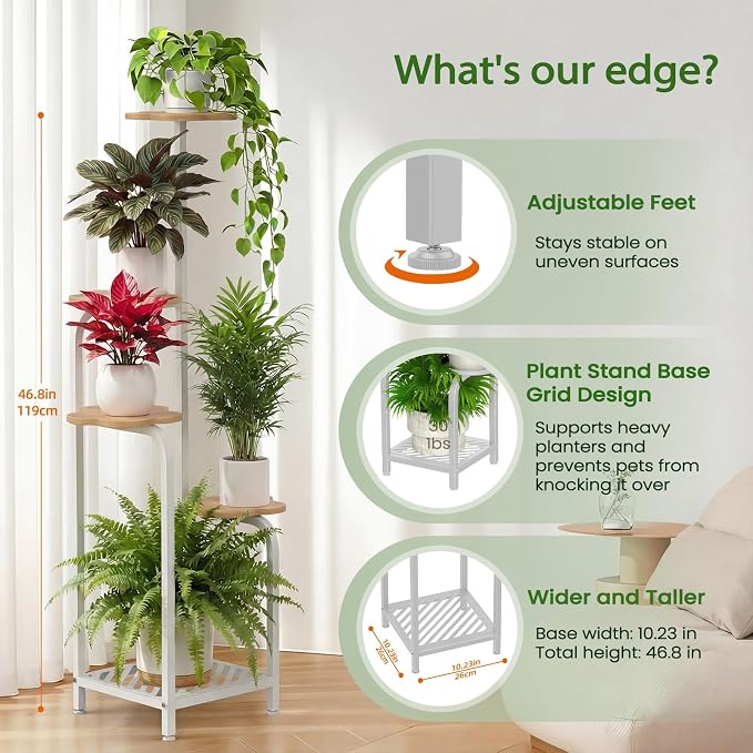 TOSKING 5 Tier Metal Plant Stand Indoor 48''H Tall, Heavy Duty Plant Shelf - Image 6