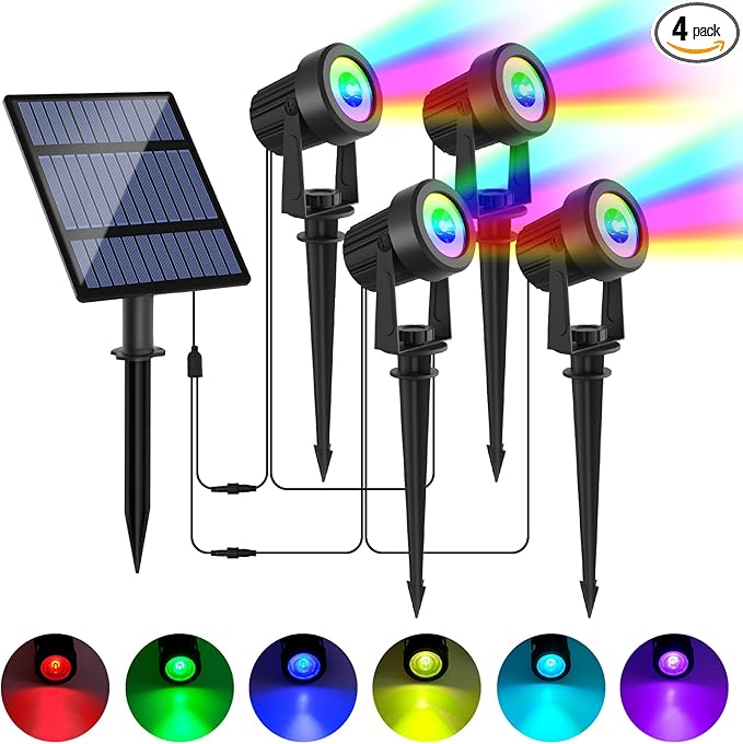 Solar Spotlights Outdoor Waterproof, RGB Landscape Spotlights, Christmas by LINQELLY