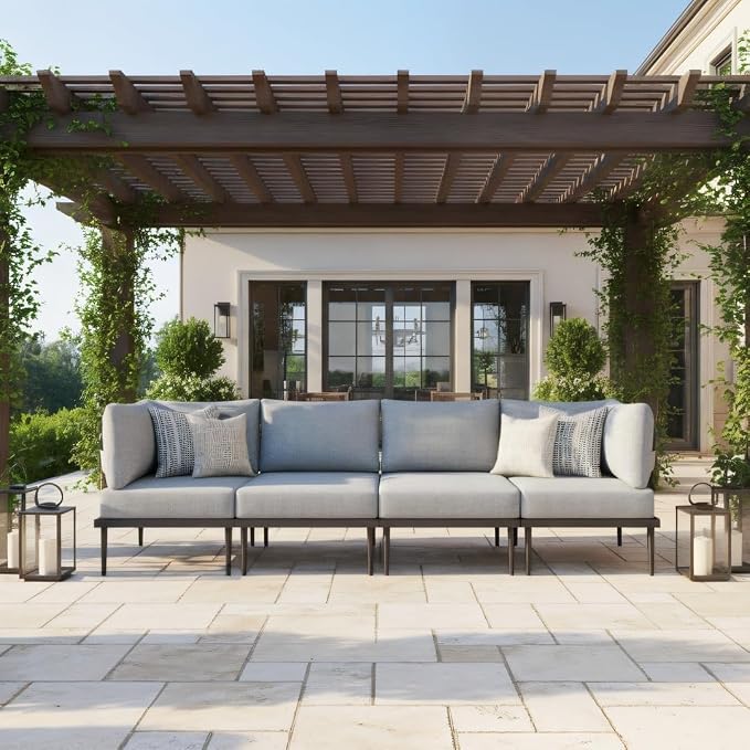 Sundale Outdoor 4 Pieces Patio Furniture Set, Metal Sectional Sofa Patio - Image 3