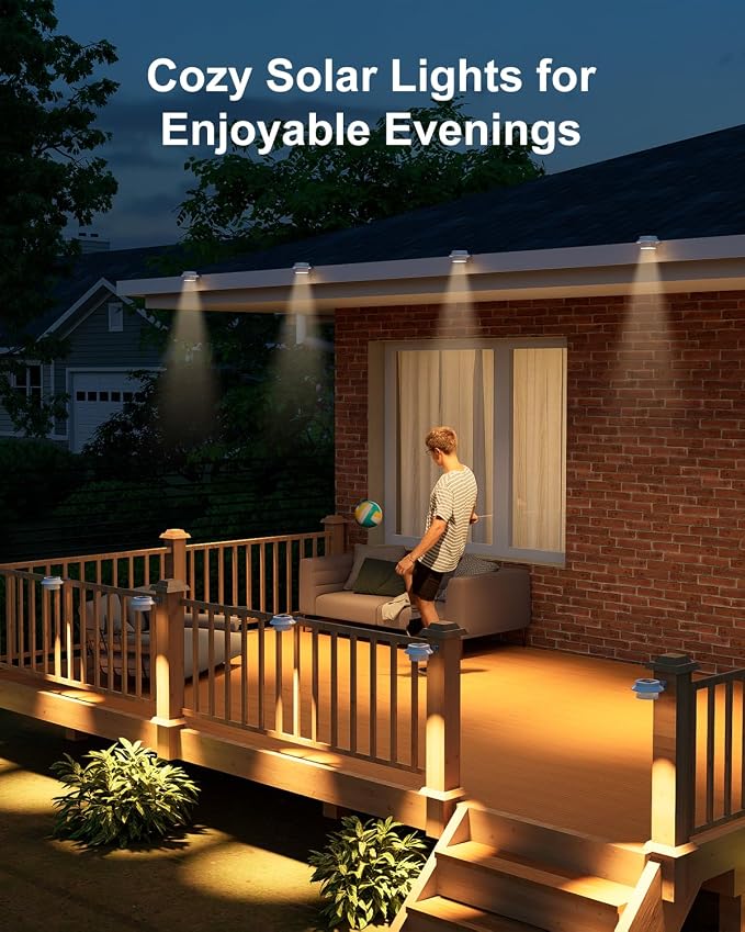 4 Pack White Bright Solar Powered Gutter Mounted Lights Outdoor Waterproof Led - Image 7
