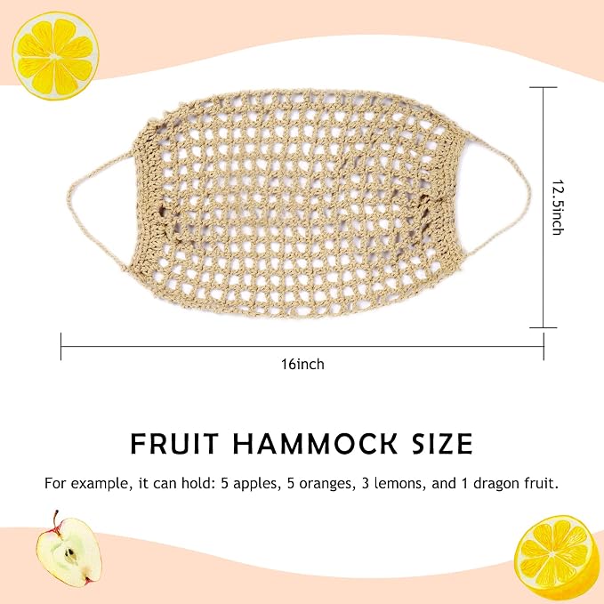 Fruit Hammock for Kitchen Under Cabinet, Large Macrame Fruit Hammock for - Image 2