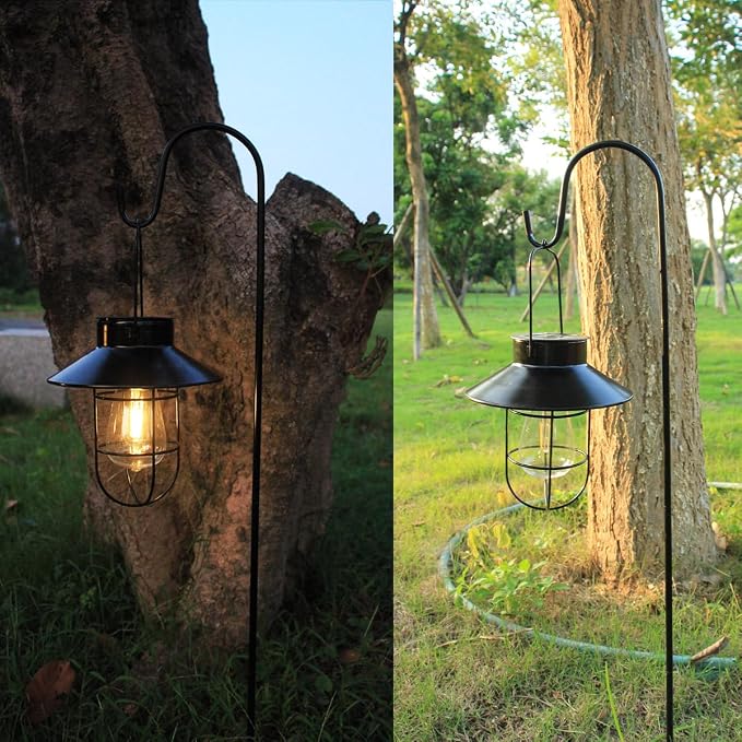 Solar Lantern 2pack Outdoor Hanging Light- Waterproof Vintage Metal Light - Image 2