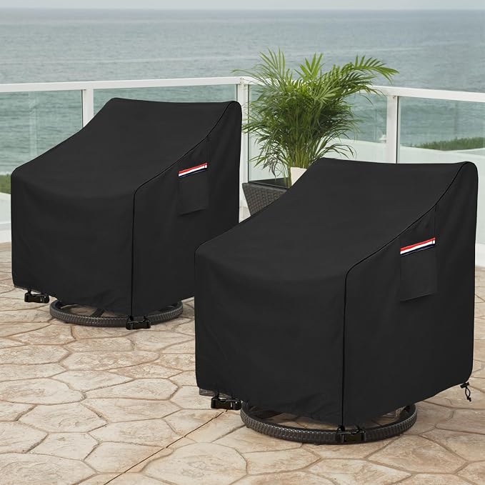 Okcool Outdoor Swivel Chair Cover 2 Pack, Outdoor Furniture Patio Chair Covers - Image 5