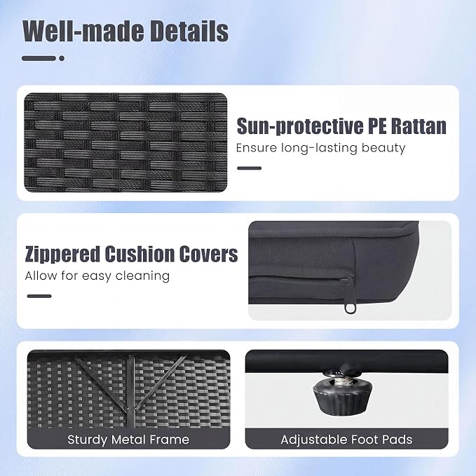 HAPPYGRILL Patio Rattan Wicker Daybed - Image 8