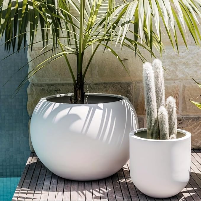 13.5 H x 17" Dia Round Fiberstone Planter - Image 6