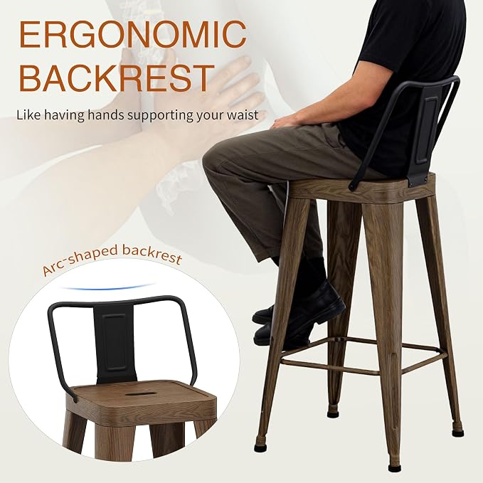 Metal Bar Stools Set of 2 Barstools Indoor/Outdoor Counter Height Bar Chairs - Image 7