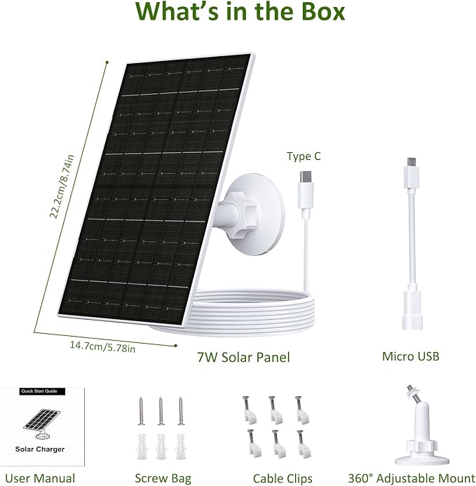 Zivif 7W Solar Panel for Security Camera for Arlo Essential 2K, Essential XL & - Image 2