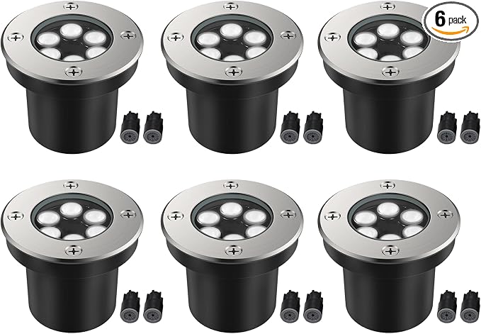 JESLED Landscape Lighting 6W LED Well Lights, 12V 24V Ground Lights 6000K by JESLED