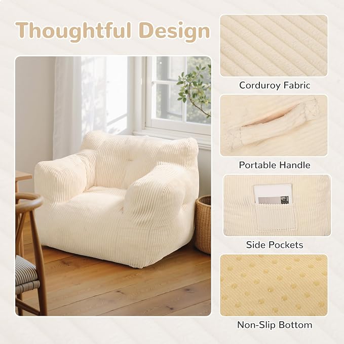 Pamapic 32" Bean Bag Chair, Single Sofa, Ultra Soft Dutch Velvet, Fluffy - Image 4