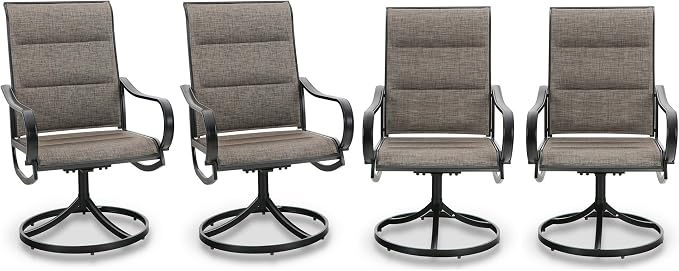 PHI VILLA Swivel Outdoor Chairs Set of 4, All Weather Mesh Fabric Patio Dining by PHIVILLAThepioneerofcomfortablehouseholdsupplies