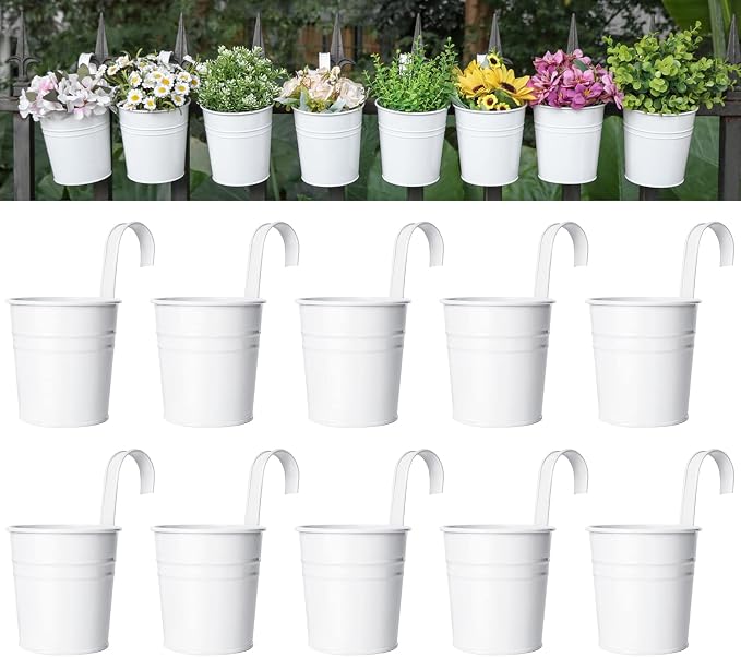 Dahey 10 Pcs Hanging Flower Pots Metal Iron Bucket Planter by Dahey