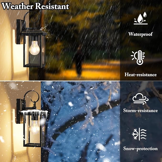 BesLowe 2-Pack Outdoor Wall Light Fixtures, Exterior Lighting Fixtures Wall - Image 2
