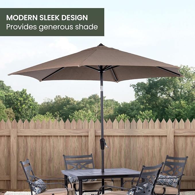 Hanover Montclair 9' Market Outdoor Umbrella, All-Weather, Crank Lever - Image 7