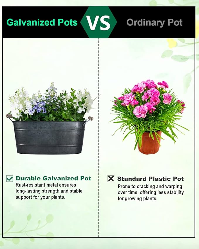 15 Inch Galvanized Planters for Outdoor Plants - Image 6