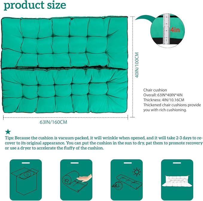 Outside Benches Cushion with Backrest, Thicken Waterproof Swing Cushions 2/3 - Image 5