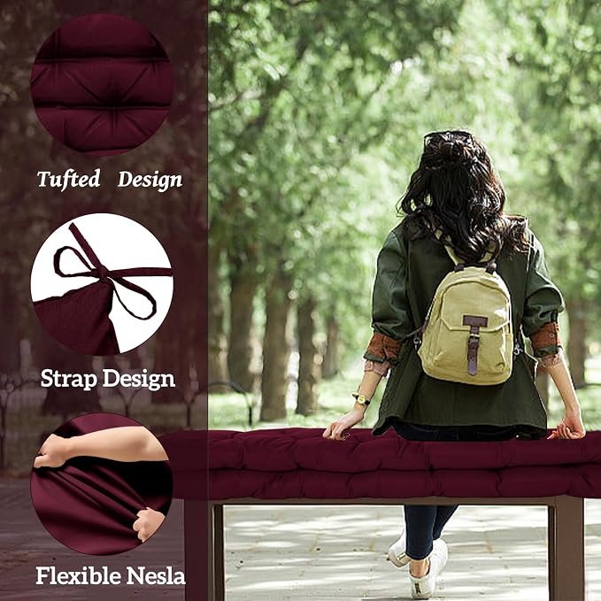 Outside Benches Cushion with Backrest, Thicken Waterproof Swing Cushions 2/3 - Image 3