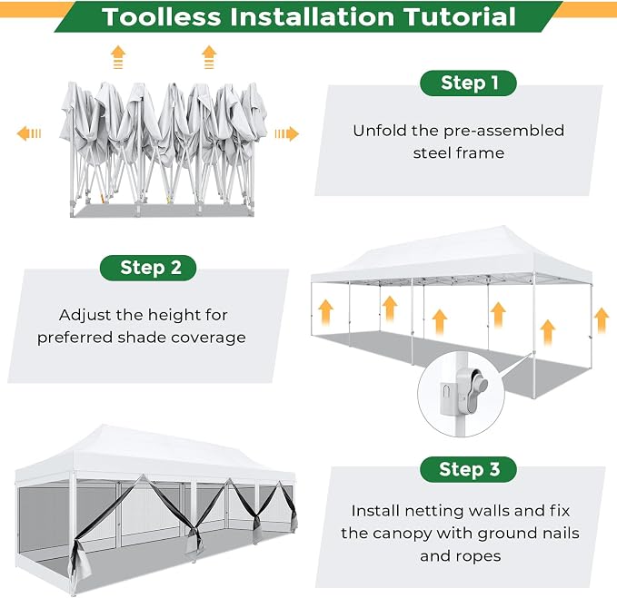 COBIZI 10x30 Heavy Duty Pop Up Canopy - Image 7