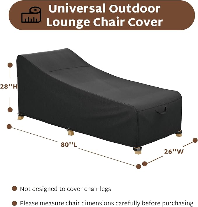 iBirdie Outdoor Lounge Chaise Chair Cover 80L x 26W x 28H inch Waterproof Patio - Image 2