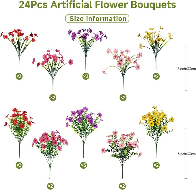 Alupssuc 24 Bundles Artificial Flowers - Image 3