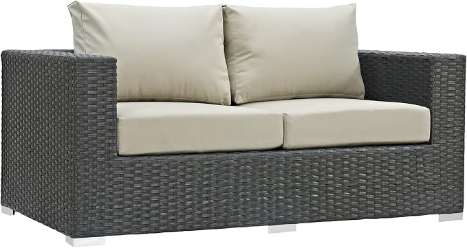 Modway EEI-1851-CHC-BEI Sojourn Wicker Rattan Outdoor Patio Coffee Table by Modway
