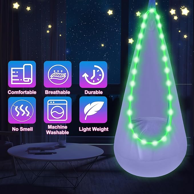 Light Up Swing Chair Hammock Chair Indoor Outdoor - Image 6