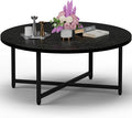 Coffee Table, 31.5" Black Round Coffee Table by FAMIDGE