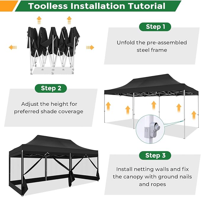 COBIZI 10x20 Heavy Duty Pop Up Canopy Tent - Image 7