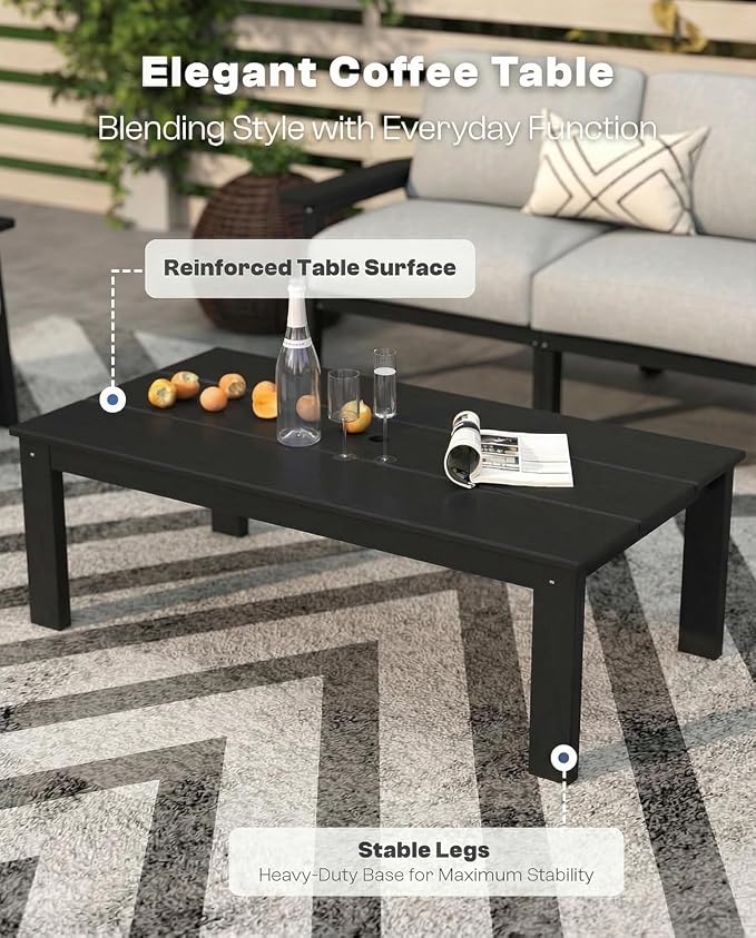 Patio Furniture Set with Washable Thick Grey Cushions, Coffee Table & Side Table - Image 8