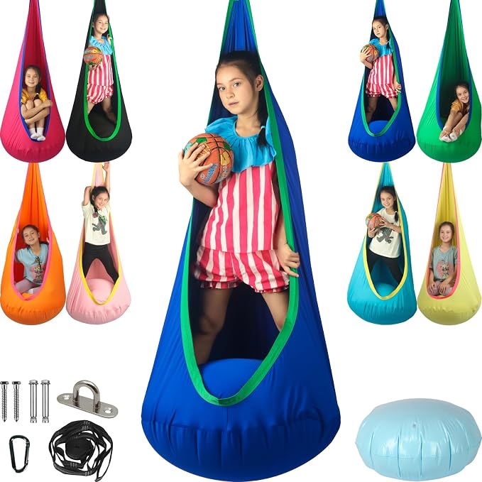 Kids Pod Swing Seat, Max 300 Lbs, Child Sensory Swing Chair Indoor & Outdoor by HiChrote