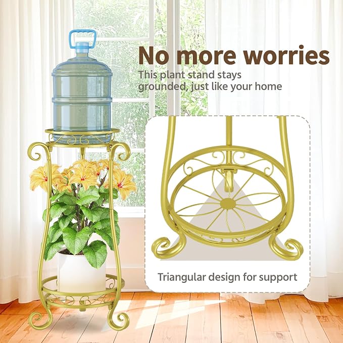 LASZOLA 2 Tier Gold Metal Plant Stand - Image 3