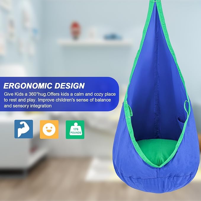 YAERSI Kids Pod Swing Seat, Cotton Hammock Chair - Image 3