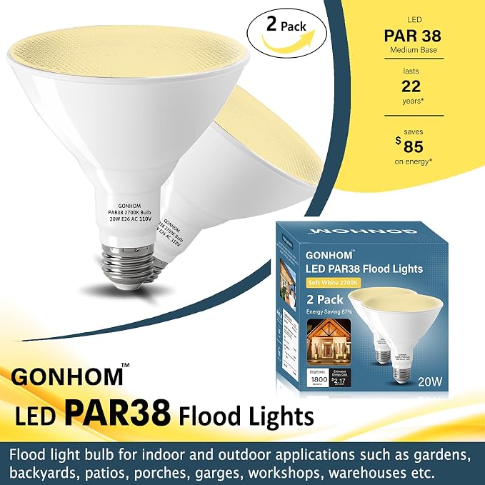 Par38 led Flood Lights Outdoor Light Bulb, Dimmable 1800LM, 20W Replace up to - Image 4