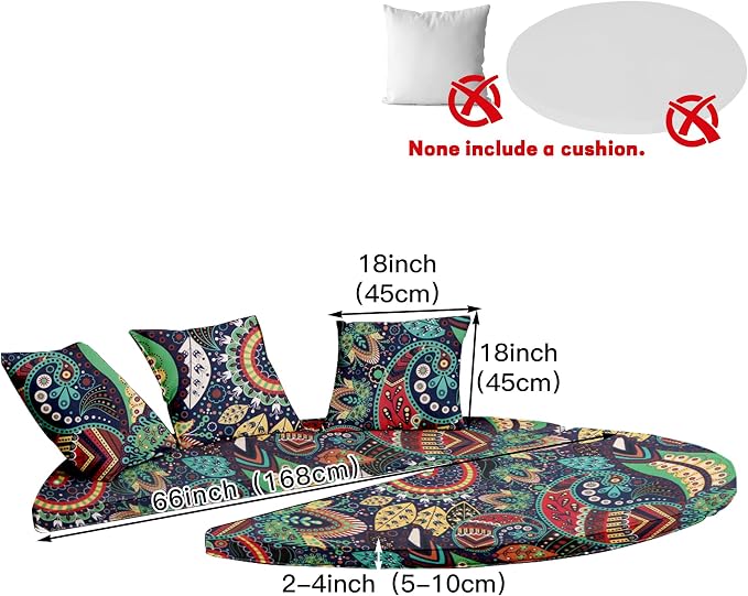 66" Round Daybed Cushion Cover & 3 Pillow Covers Set - Image 2