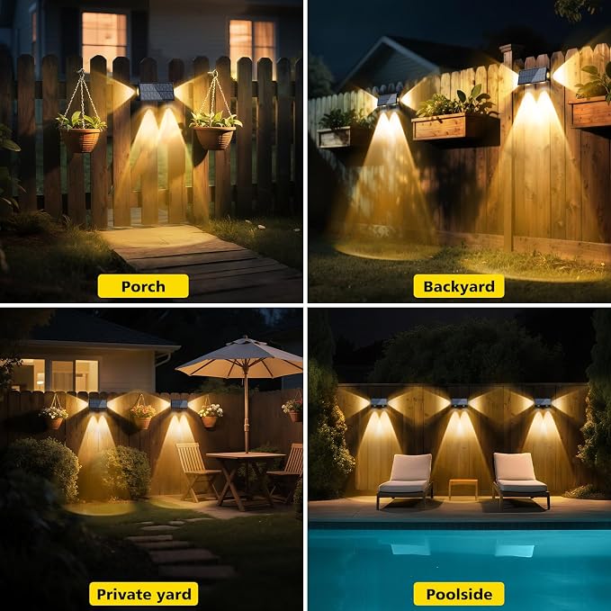 T-SUN Solar Fence Lights Waterproof LED Wall Lights Outdoor - Image 6